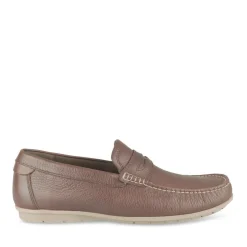 Mocassins MARRON Homme CUIR Motif Uni A Enfiler