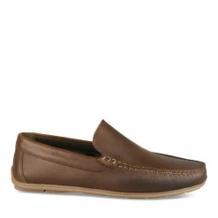 Mocassins MARRON Homme CUIR Motif Uni A Enfiler