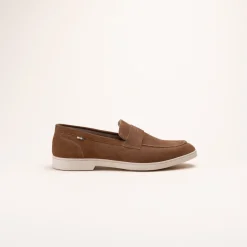 Mocassins MARRON Homme CUIR Motif Uni A Enfiler
