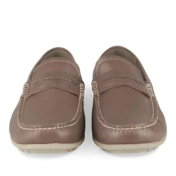 Mocassins MARRON Homme CUIR Motif Uni A Enfiler