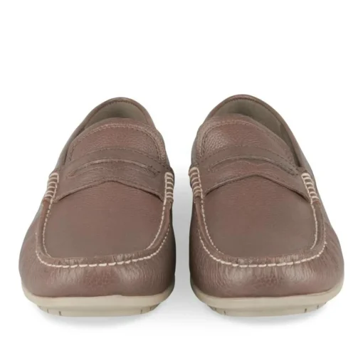 Mocassins MARRON Homme CUIR Motif Uni A Enfiler