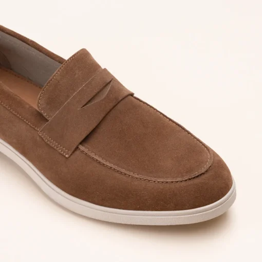 Mocassins MARRON Homme CUIR Motif Uni A Enfiler