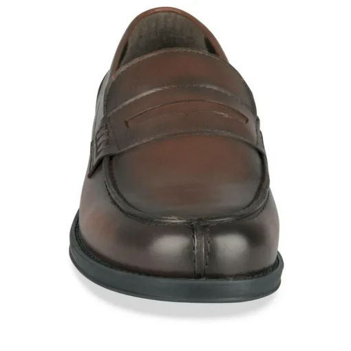 Mocassins MARRON Homme CUIR Motif Uni A Enfiler
