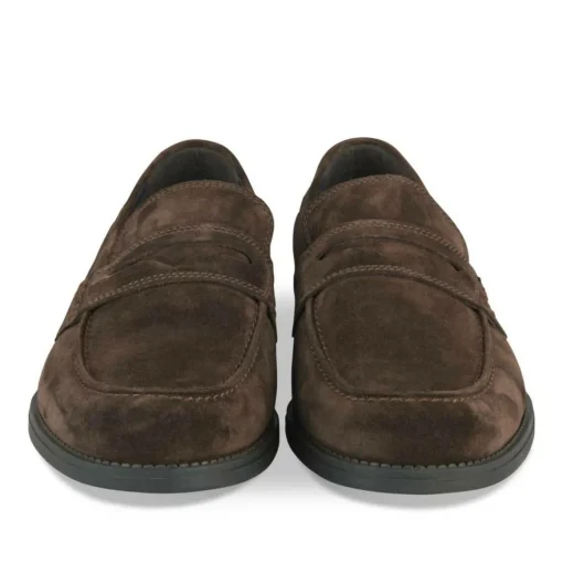 Mocassins MARRON Homme CUIR Motif Uni A Enfiler