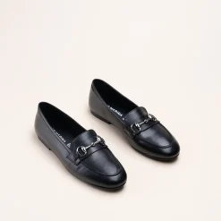 Mocassins NOIR Femme CUIR Motif Chaîne A Enfiler