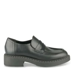 Mocassins NOIR Femme CUIR Motif Uni A Enfiler