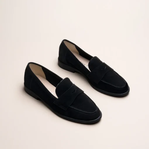 Mocassins NOIR Femme CUIR Motif Uni A Enfiler