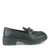 Mocassins NOIR Femme CUIR Motif Chaîne A Enfiler