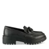 Mocassins NOIR Femme CUIR Motif Chaîne A Enfiler