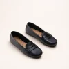 Mocassins NOIR Femme CUIR Motif Uni A Enfiler