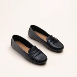 Mocassins NOIR Femme CUIR Motif Uni A Enfiler