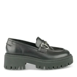 Mocassins NOIR Femme CUIR Motif Uni A Enfiler
