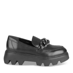 Mocassins NOIR Femme CUIR Motif Chaîne A Enfiler