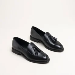 Mocassins NOIR Femme CUIR Motif Uni A Enfiler