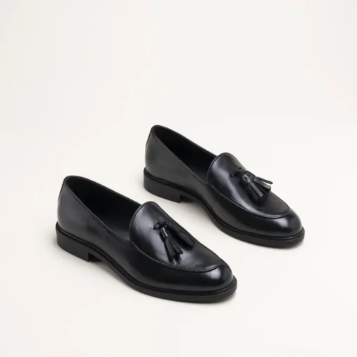 Mocassins NOIR Femme CUIR Motif Uni A Enfiler