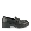 Mocassins NOIR Femme CUIR Motif Chaîne A Enfiler