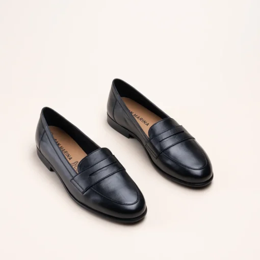 Mocassins NOIR Femme CUIR Motif Uni A Enfiler