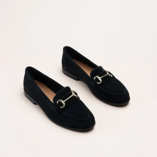 Mocassins NOIR Femme CUIR Motif Chaîne A Enfiler