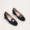 Mocassins NOIR Femme CUIR Motif Chaîne A Enfiler