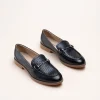 Mocassins NOIR Femme CUIR Motif Chaîne A Enfiler