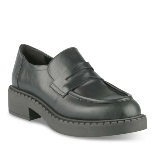 Mocassins NOIR Femme CUIR Motif Uni A Enfiler