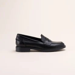Mocassins NOIR Femme CUIR Motif Uni A Enfiler