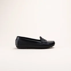 Mocassins NOIR Femme CUIR Motif Uni A Enfiler