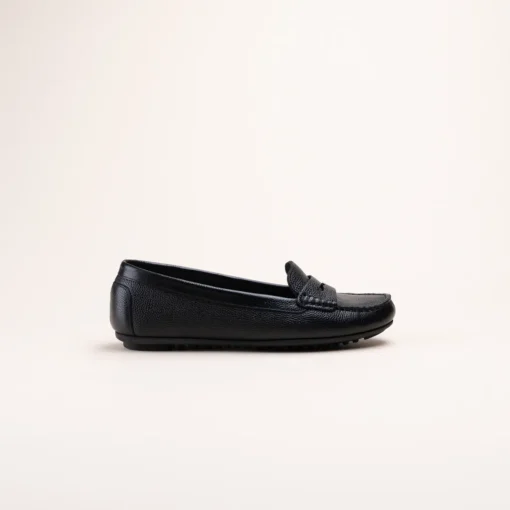 Mocassins NOIR Femme CUIR Motif Uni A Enfiler