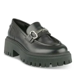 Mocassins NOIR Femme CUIR Motif Uni A Enfiler