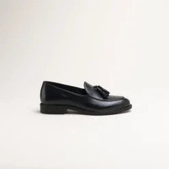 Mocassins NOIR Femme CUIR Motif Uni A Enfiler