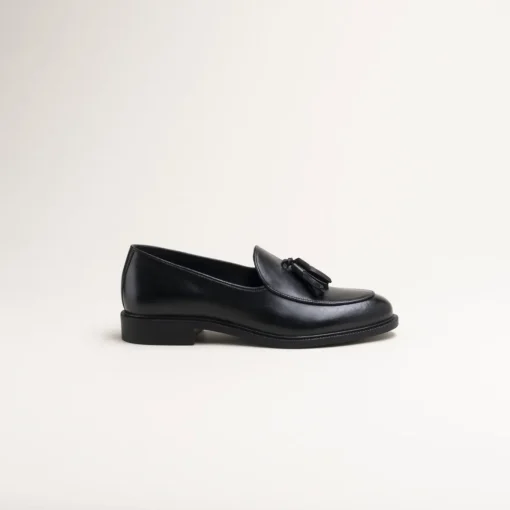 Mocassins NOIR Femme CUIR Motif Uni A Enfiler