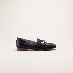 Mocassins NOIR Femme CUIR Motif Chaîne A Enfiler