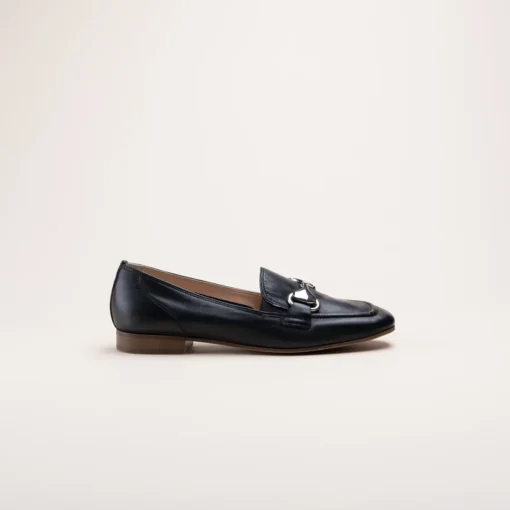 Mocassins NOIR Femme CUIR Motif Chaîne A Enfiler