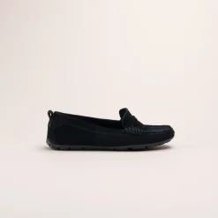 Mocassins NOIR Femme CUIR Motif Uni A Enfiler