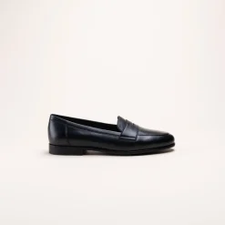 Mocassins NOIR Femme CUIR Motif Uni A Enfiler
