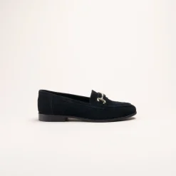 Mocassins NOIR Femme CUIR Motif Chaîne A Enfiler