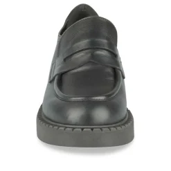 Mocassins NOIR Femme CUIR Motif Uni A Enfiler