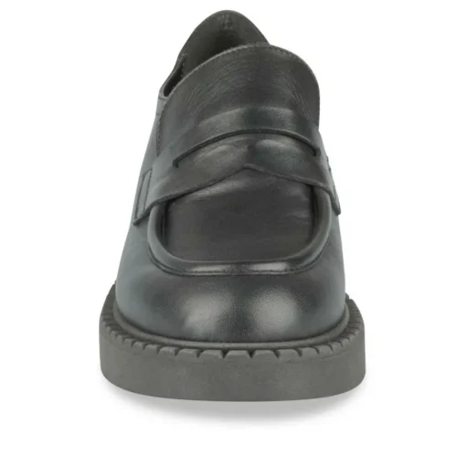 Mocassins NOIR Femme CUIR Motif Uni A Enfiler