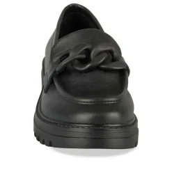 Mocassins NOIR Femme CUIR Motif Chaîne A Enfiler