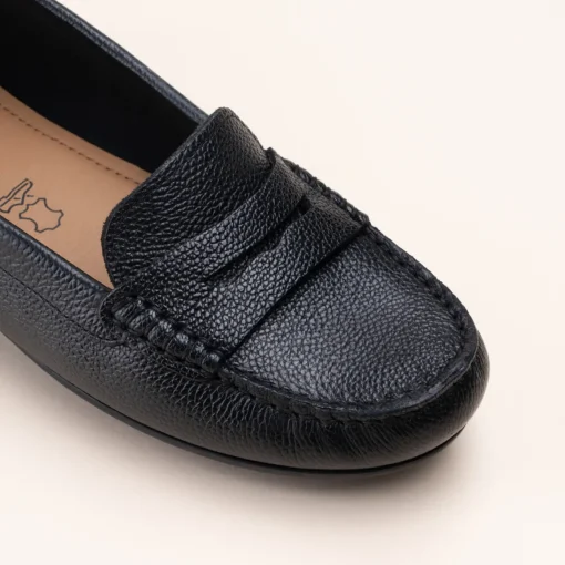 Mocassins NOIR Femme CUIR Motif Uni A Enfiler