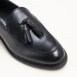 Mocassins NOIR Femme CUIR Motif Uni A Enfiler