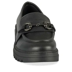 Mocassins NOIR Femme CUIR Motif Chaîne A Enfiler