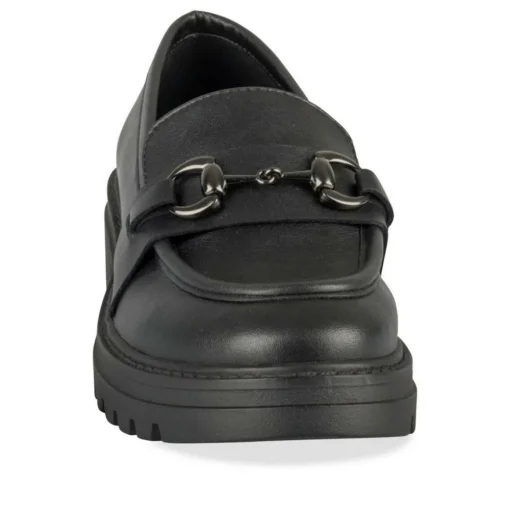 Mocassins NOIR Femme CUIR Motif Chaîne A Enfiler