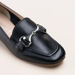 Mocassins NOIR Femme CUIR Motif Chaîne A Enfiler
