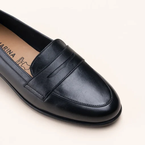 Mocassins NOIR Femme CUIR Motif Uni A Enfiler