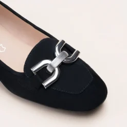 Mocassins NOIR Femme CUIR Motif Chaîne A Enfiler