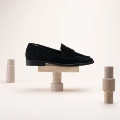 Mocassins NOIR Femme CUIR Motif Uni A Enfiler