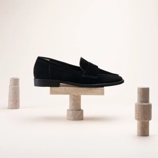 Mocassins NOIR Femme CUIR Motif Uni A Enfiler