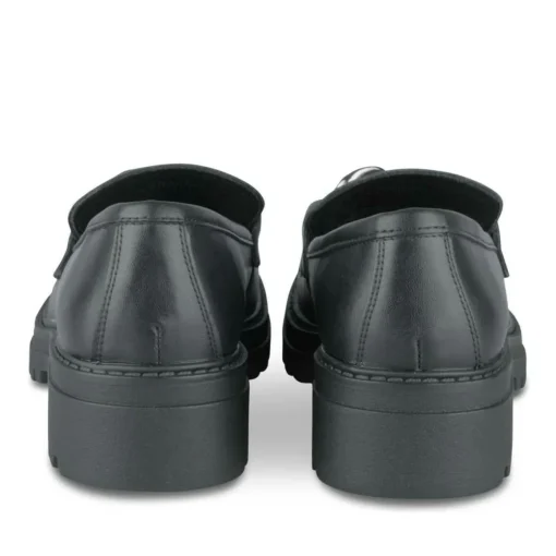 Mocassins NOIR Femme CUIR Motif Chaîne A Enfiler