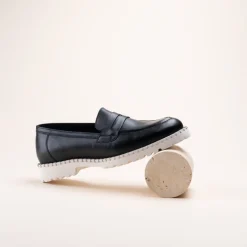 Mocassins NOIR Femme CUIR Motif Uni A Enfiler